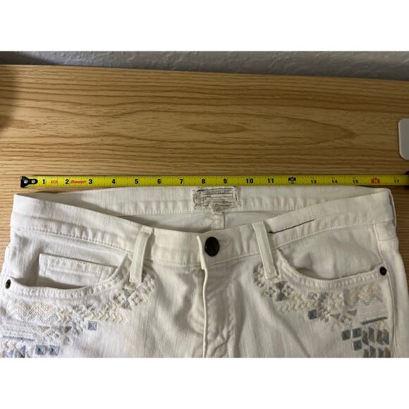 Current Elliott Womens Size 31 The Stiletto White With Embroidery Detail Jeans - Picture 4 of 16